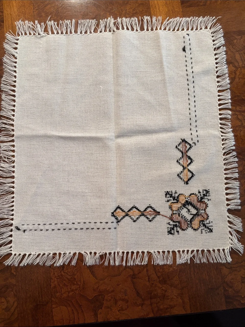 Hand stitched Decorative Napkin with fringes